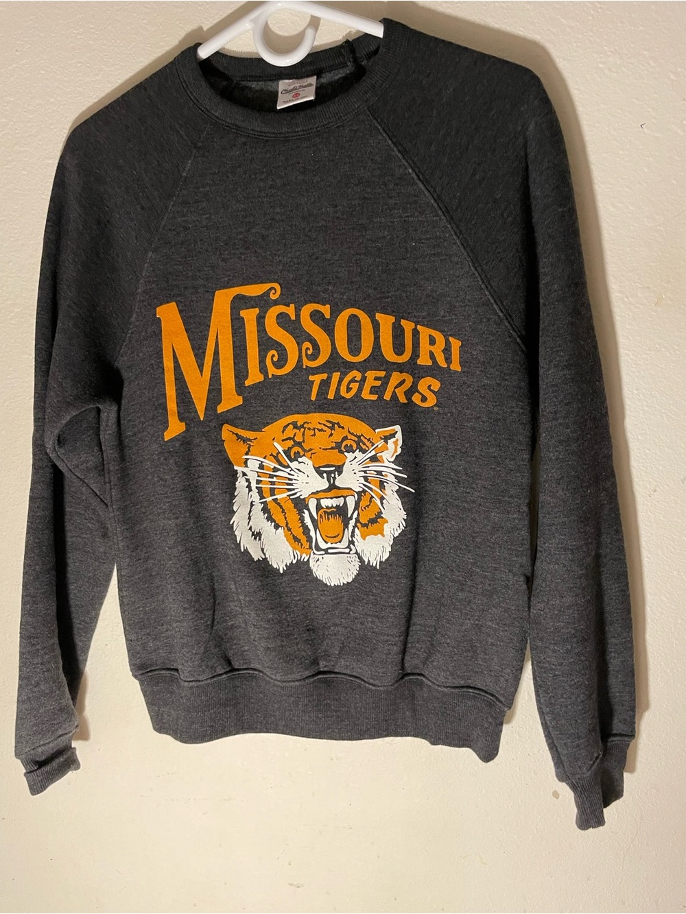 Missouri Tigers Charcoal Crewneck Sweatshirt with Orange & White Graphic